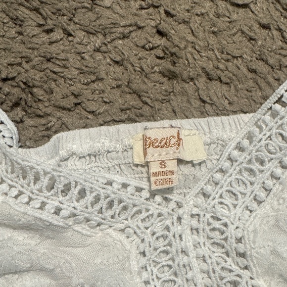 White Lace Puff-Sleeve Crochet Trim Blouse - Picture 2 of 2